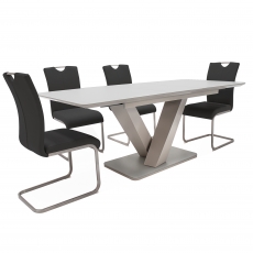 Ralph Large Extending Table & 4 Grey Chairs