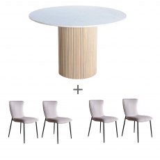 Rhys Round Dining Table & 4 Chairs