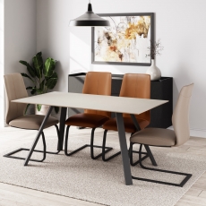Quartz Large Dining Table & 4 Chairs