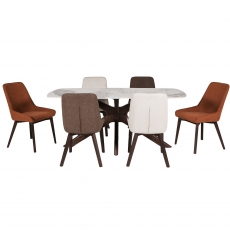 Amelia Dining Table & 6 Aiden Chairs