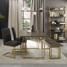Iris Fumed 4-6 Extending Table, 2x Chairs & Bench