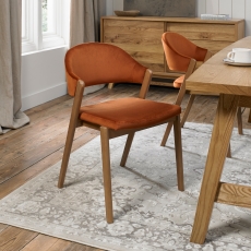 Clifton Upholstered Dining Chair - Rust Velvet