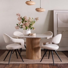 Rhys Round Dining Table & 4 Julia Chairs