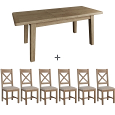 Western Large Dining Table & 6 Cross Back Chairs