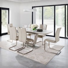 Lewis Large Dining Table & 6 Taupe Chairs