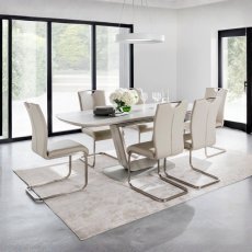 Lewis Large Dining Table & 6 Taupe Chairs