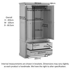 Linhay 2 Drawer Double Wardrobe - Oak 7