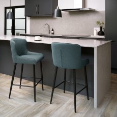 Blue Boucle Bar Stool 4