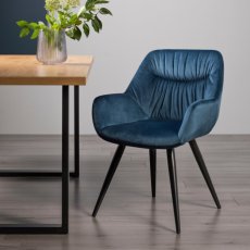 Petrol Blue Velvet Dining Chair 3