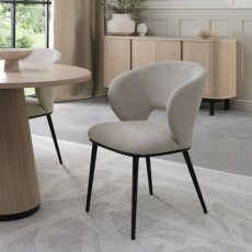 Beige Fabric Dining Chair 3