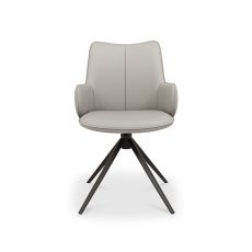 Light Grey Faux Leather Swivel Chair 2