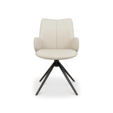 Ivory Faux Leather Swivel Chair 2