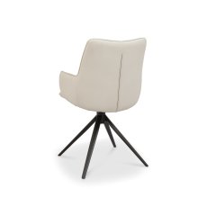 Ivory Faux Leather Swivel Chair 4