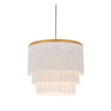 Gold with White Fringe Medium Pendant