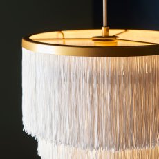 Gold with white fringe medium pendant 6