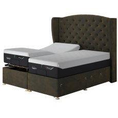 Temp Suffolk Adj Disc Divan Olive Velvet 3