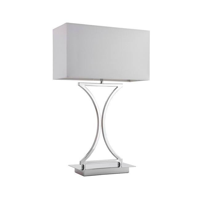 Chrome Table Lamp w/ White Shade 1