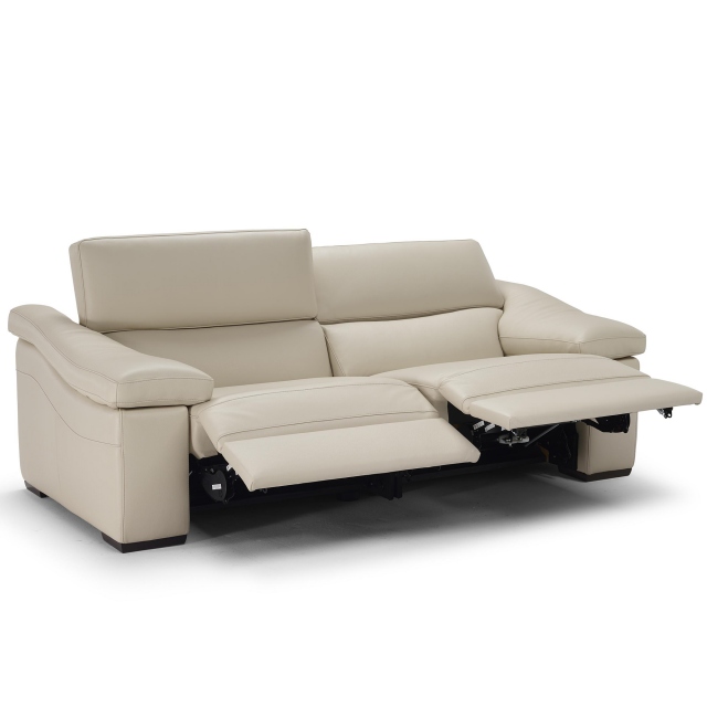 Natuzzi Editions Gioia Large Electric, White Leather Electric Recliner Sofa