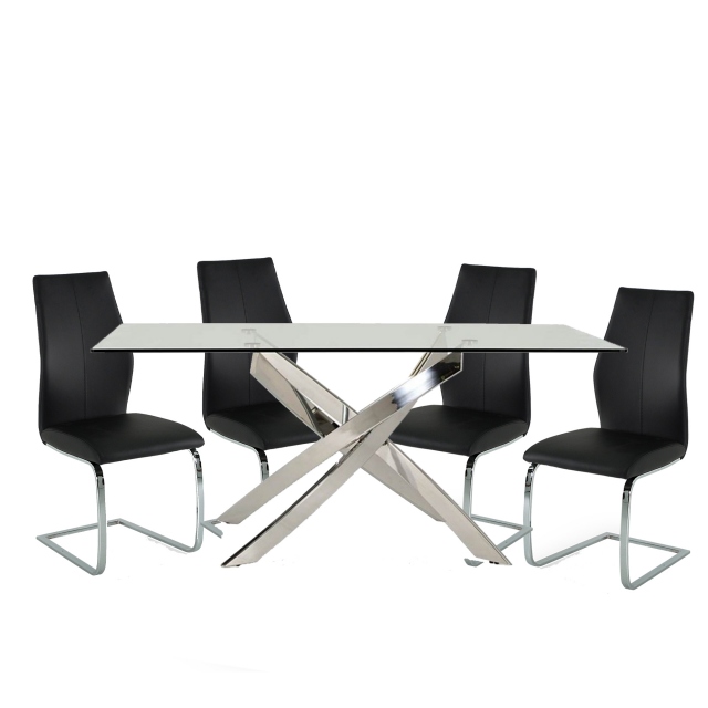 Anguilla Dining Table and 4 Black Chairs 1