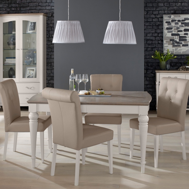 Cookes Collection Geneva Small Dining, Dining Table And 4 Faux Leather Chairs