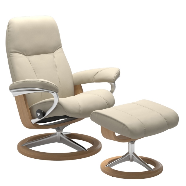 Stressless Promotional Consul Large Signature Chair and Stool 1