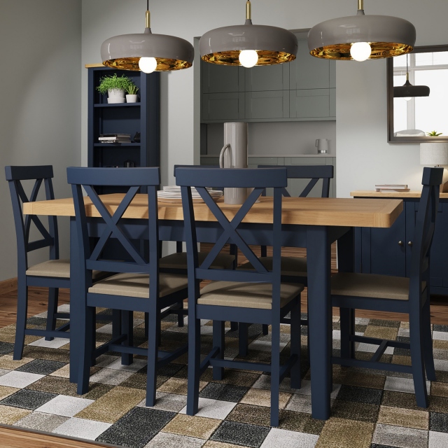 Cookes Collection Aston Large Extending, Industrial Style Dining Table And 6 Chairs
