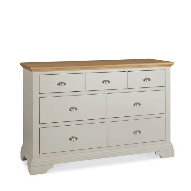 Cookes Collection Camden Soft Grey and Pale Oak 3 Over 4 Drawer Chest 