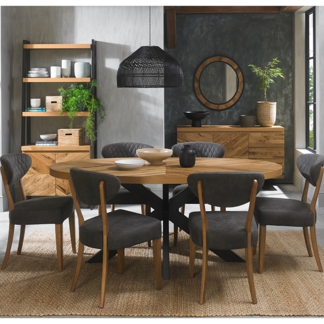 Saturn Rustic Oak Dining Table & 6 Chairs 1