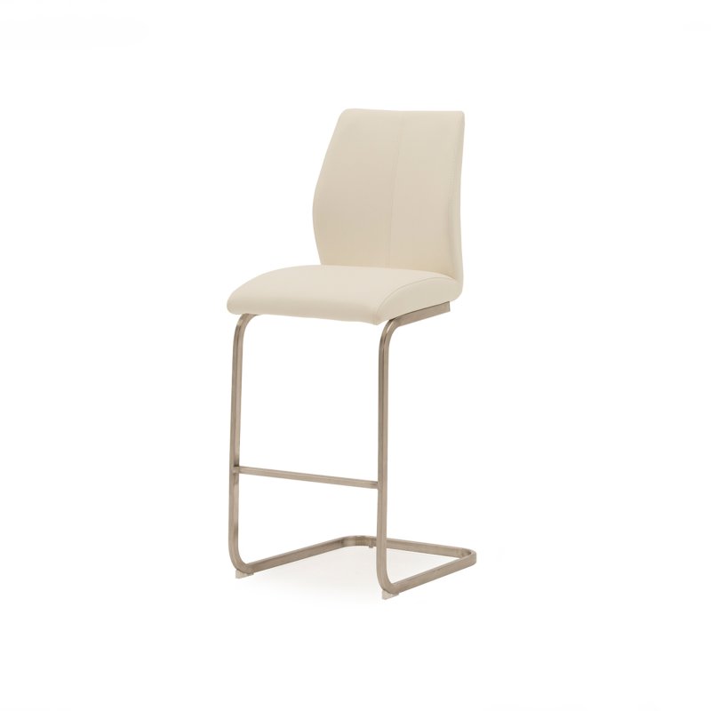 Alessi Bar Stool Brushed Steel White Cookes Furniture