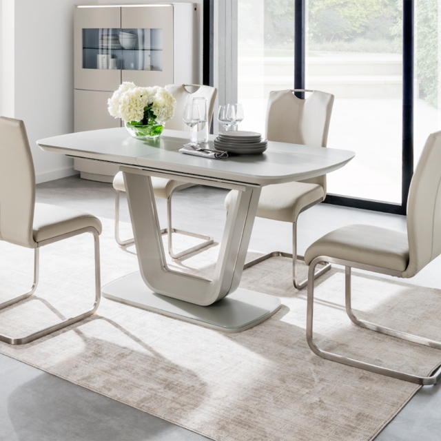 Lewis Dining Table & 4 Taupe Chairs 1