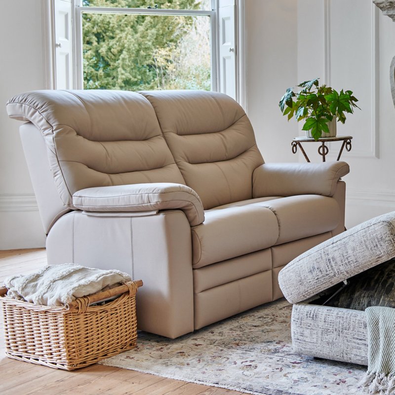 G Plan Ledbury 2 Seater Double Power Recliner Sofa with Headrest Lumbar in Leather