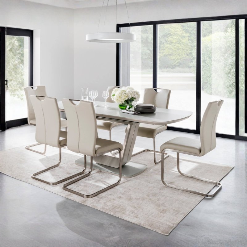 Lewis Dining Set, 6 Taupe Chairs 1
