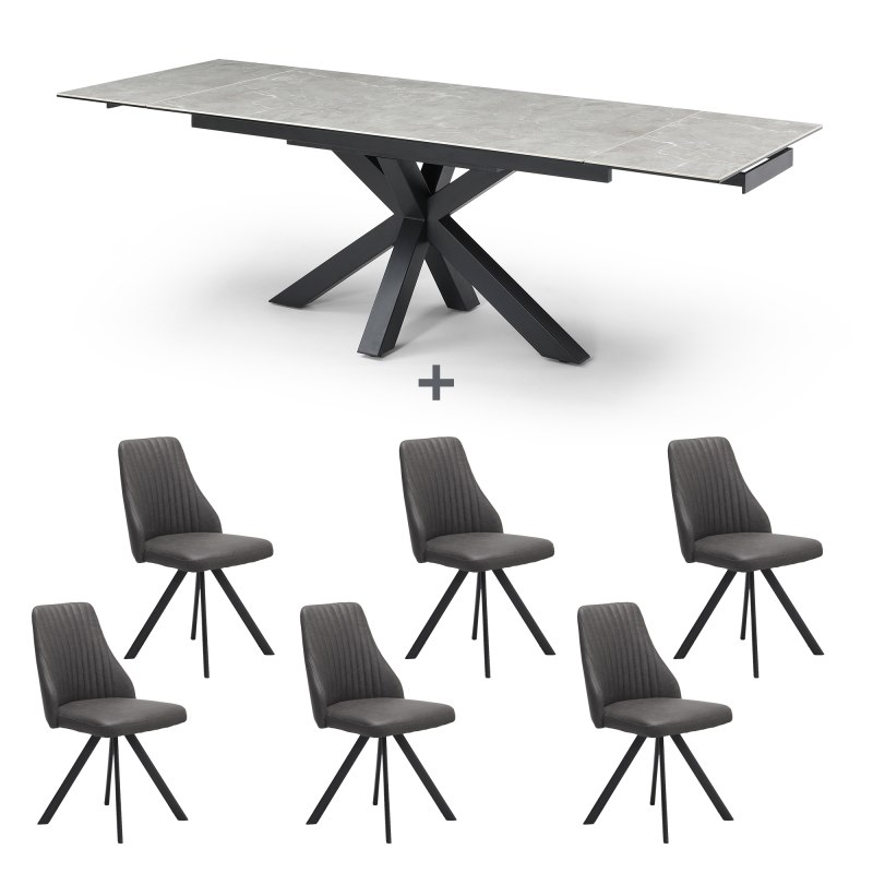 Kalufa Extending Dining Table & 6 Austin Chairs 1
