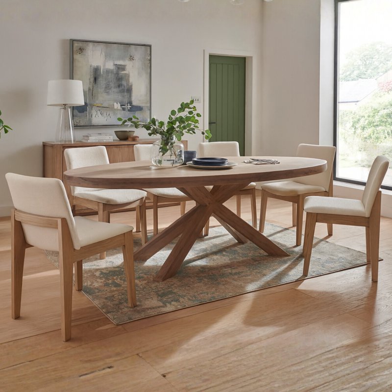Fleur Medium Dining Table & 6 Natural Chairs 1