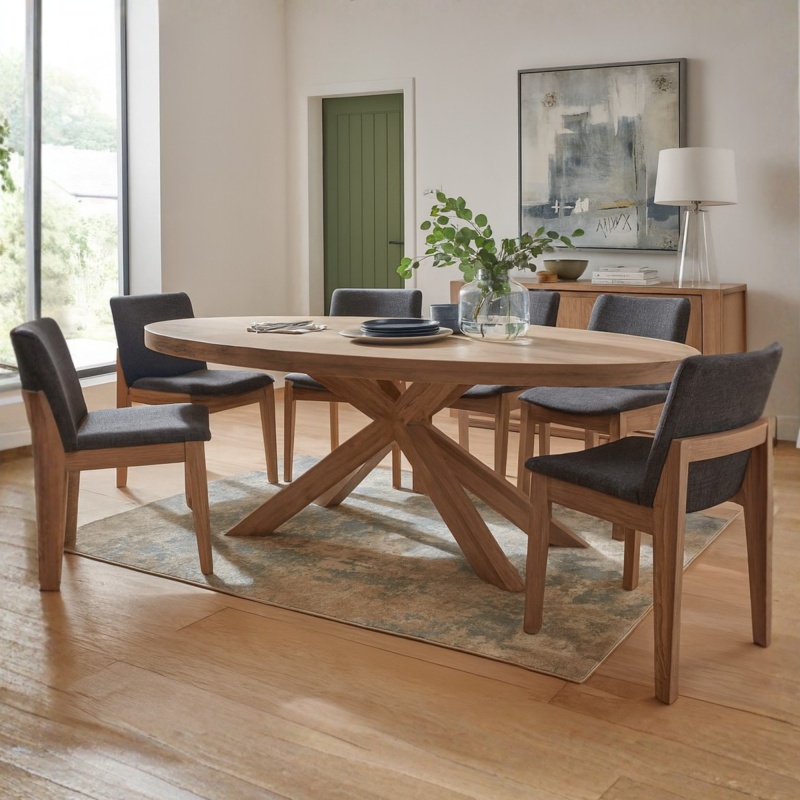 Fleur Medium Dining Table & 6 Dark Grey Chairs | Cookes Furniture