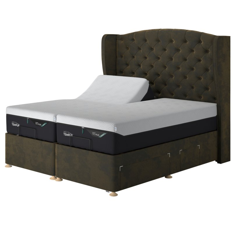Temp Suffolk Adj Disc Divan Olive Velvet 1