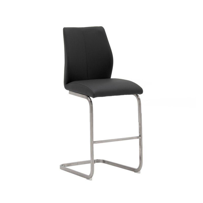 Alessi Counter Stool Brushed Steel Black