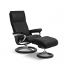 Stressless Aura Medium Chair & Stool Signature Base 1