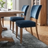 Cookes Collection Nantes Oak Dining Table and Blue Velvet Chairs 7