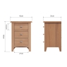 Cookes Collection Burnley 3 Drawer Bedside Cabinet Dimensions