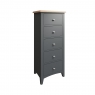 Cookes Collection Palma 5 Drawer Narrow Chest Grey 3