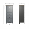 Cookes Collection Palma 5 Drawer Narrow Chest Grey 10