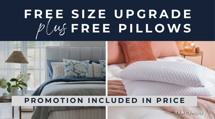 Hypnos Free Size Upgrade and Free Pillows Product Banner