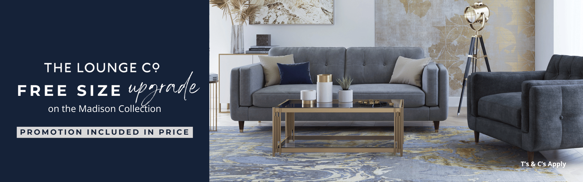 The Lounge Co Madison Free Size Upgrade Landing Page Banner