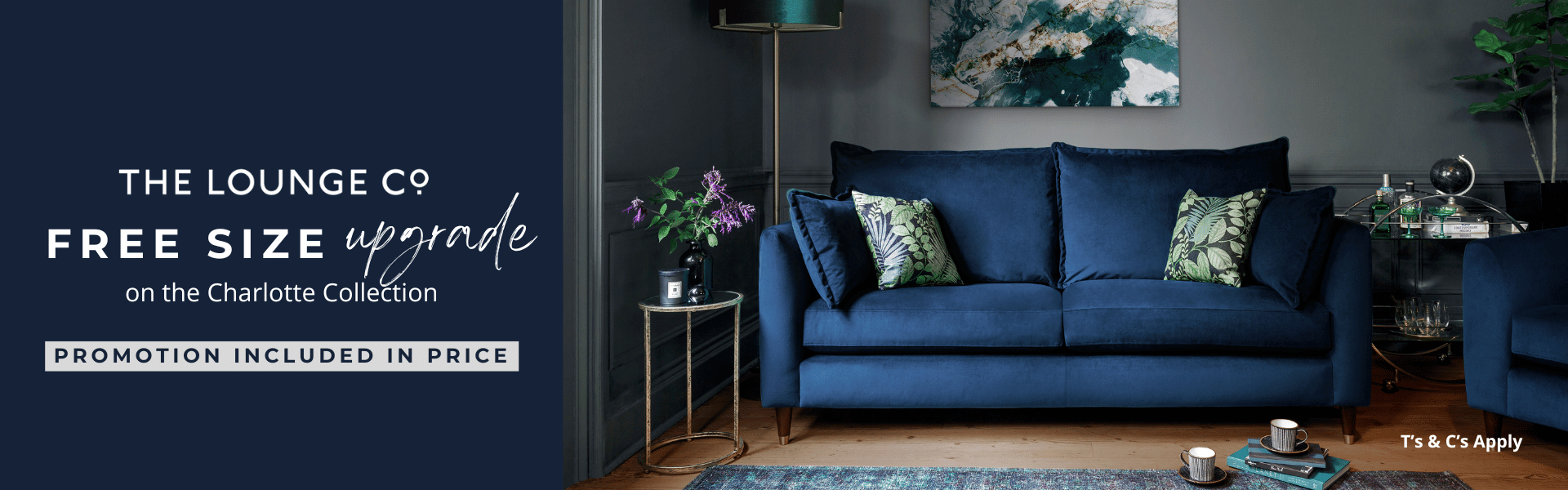 The Lounge Co Charlotte Free Size Upgrade Landing Page Banner