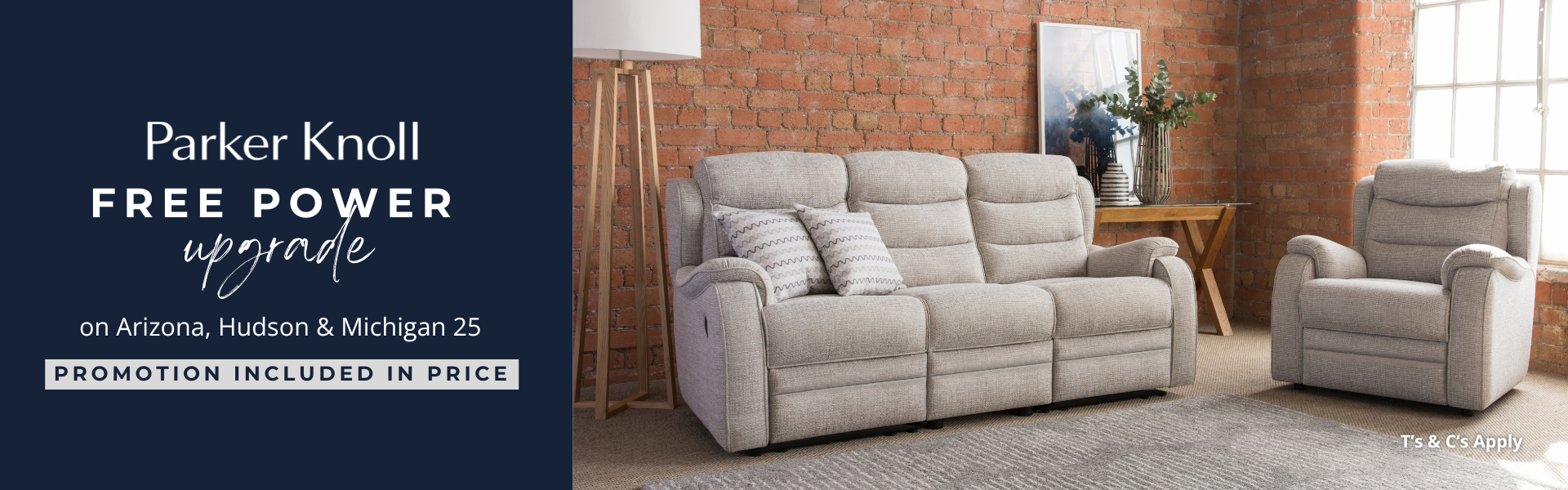 Parker Knoll Free Power Upgrade on Arizona, Hudson & Michigan 5 Landing Page Banner