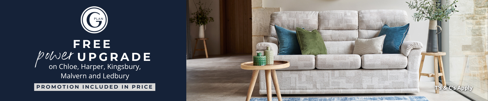 G Plan Free Power Upgarde Sofas & Chairs Collection Banner