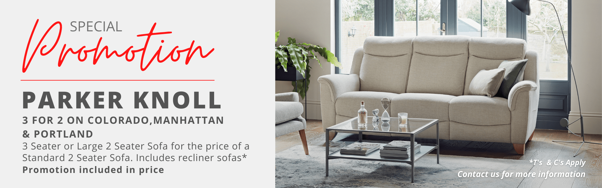 Parker Knoll 3 for 2 Landing Page Banner Lifestyle  