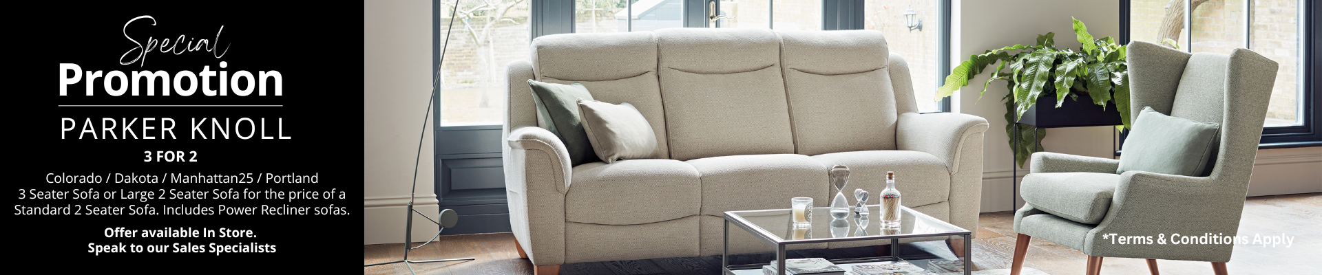 Parker Knoll 3 for 2 Lifestyle Collections Banner